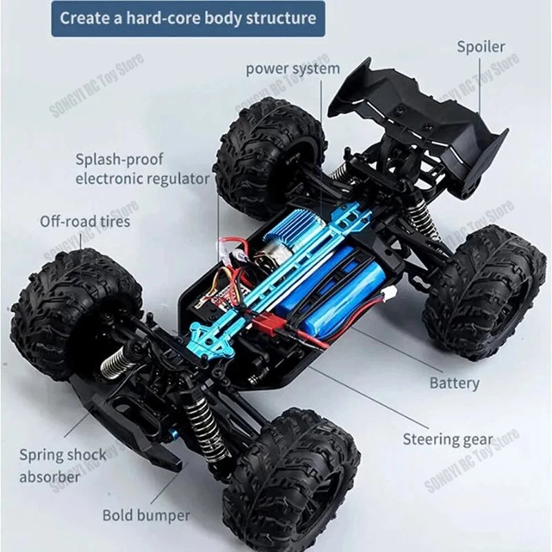 EZ 50 or 80KM/H Rc Cars 1/16 Off Drift Road 4WD with LED 2.4G Waterproof Remote Control Monster Truck for Adults and Kids Toy Gift
