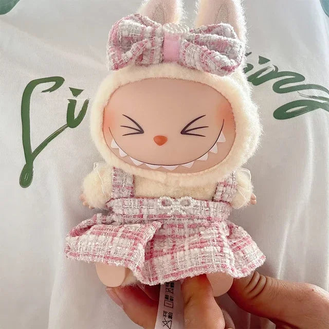 EZ Cute Labubu Doll Clothes Outfit Accessories Classic Dress Set for 17CM V2 Mini Dolls Clothing Girl Kid Gift Labubu Ropa