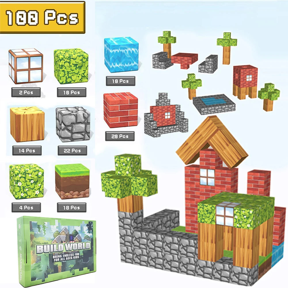 EZ Magnetic Building Blocks Toy Build Mine Magnet World Construction Set STEM Sensory Educational Christmas Gift