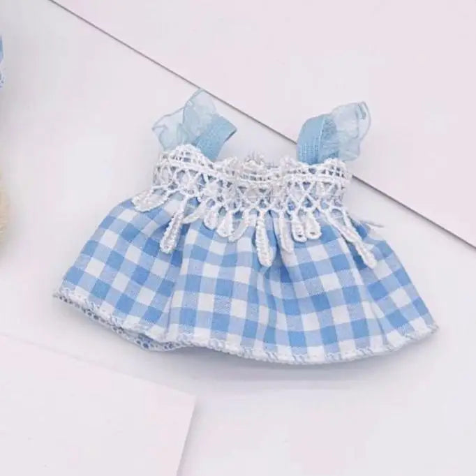 EZ Mini Plush Doll'S Clothes Outfit Accessories For Korea Kpop Exo Labubu V1 V2 Idol pink bow gauze skirt Clothing Gift
