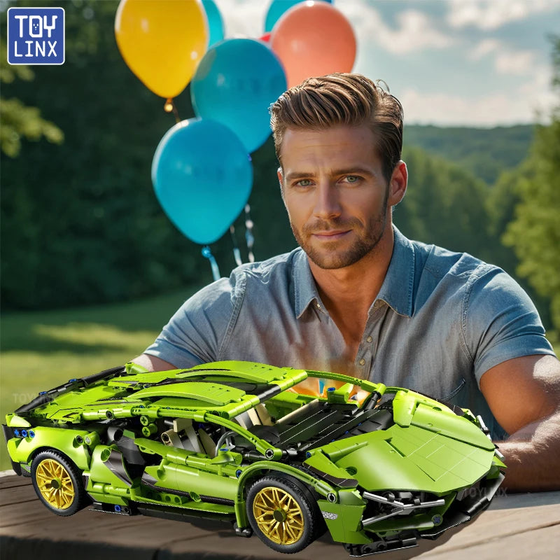 EZ ToylinX 1:14 Building Blocks Car MOC City Speed Car Luxury Auto Racing Vehicle with Super Racers Bricks Toys for Children Gift