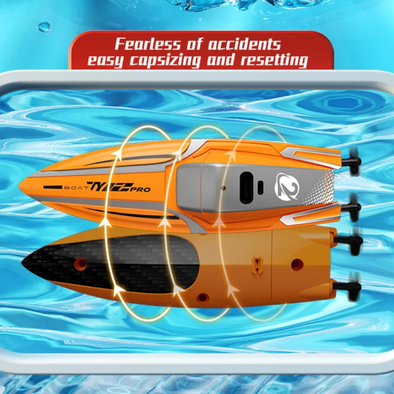 EZ RC Racing Speedboat 2.4G Mini Remote Control Stunt Boat Electric Radio Control Ship Double Motor Waterproof Toy Children's Gift