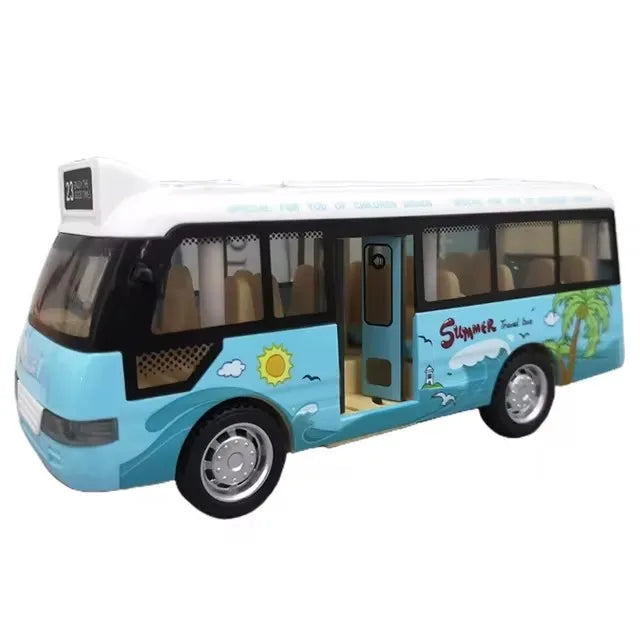 EZ Kids Sound Light Tour School Bus Model Boy Girl Toy Die Cast Metal Little Cars Cars City Bus Friction Powered Play Toys Gift