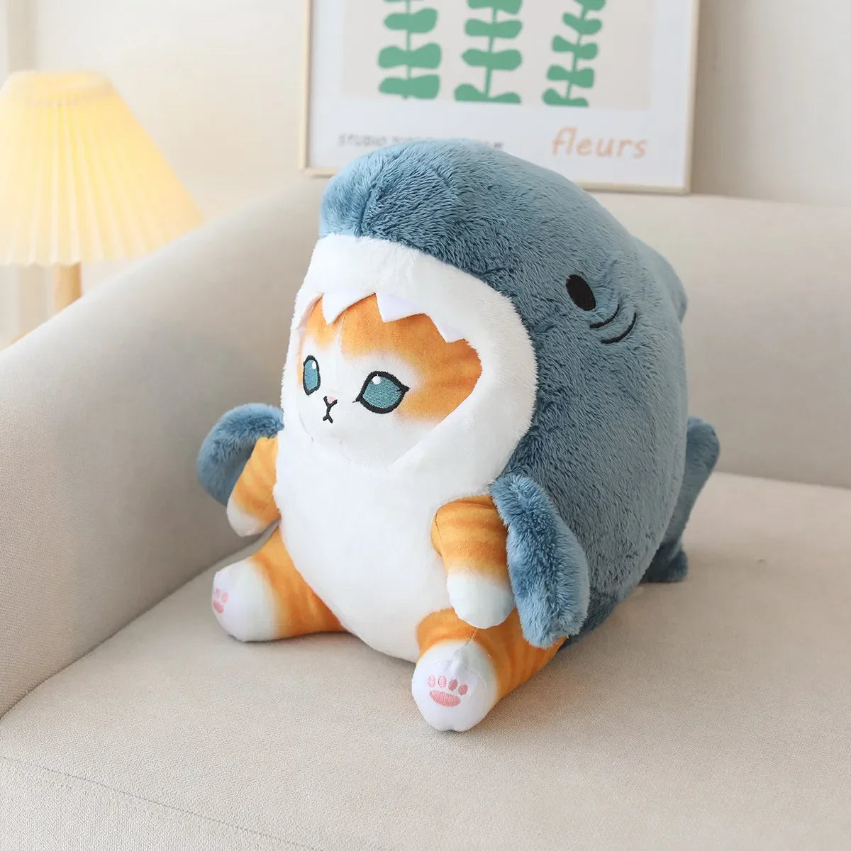 EZ Kawaii Shark Cat Plush Toy Soft Stuffed Colorful Shark Cat Doll Kids Toys Birthday Christmas Gift for Boys Girls
