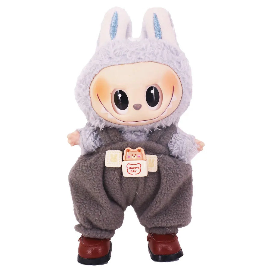 EZ Doll Pants+Doll Shoes For labubu 17cm Plush Doll Clothes Accessories Girl's Toys Birthday Present