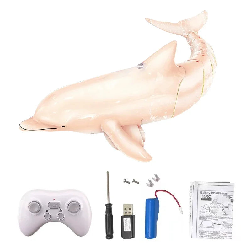 EZ Rc Dolphin Fish Toy Light RC Boat Electric Waterproof 2.4G Remote Control Swimming Animal Toys for Boys Kids Birthday Xmas Gifts