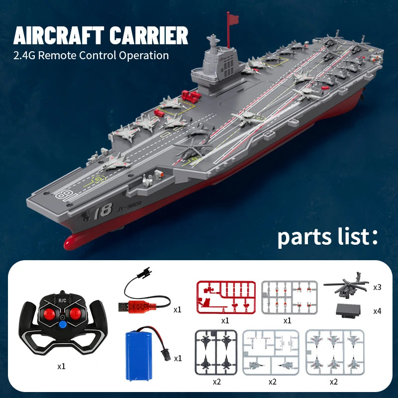 EZ JJRC S19 RC Aircraft 2.4G Remote Control Battleship Boat RC Boat Auto Water Sensor Carrier Boat Toys Gift for Kids Boys