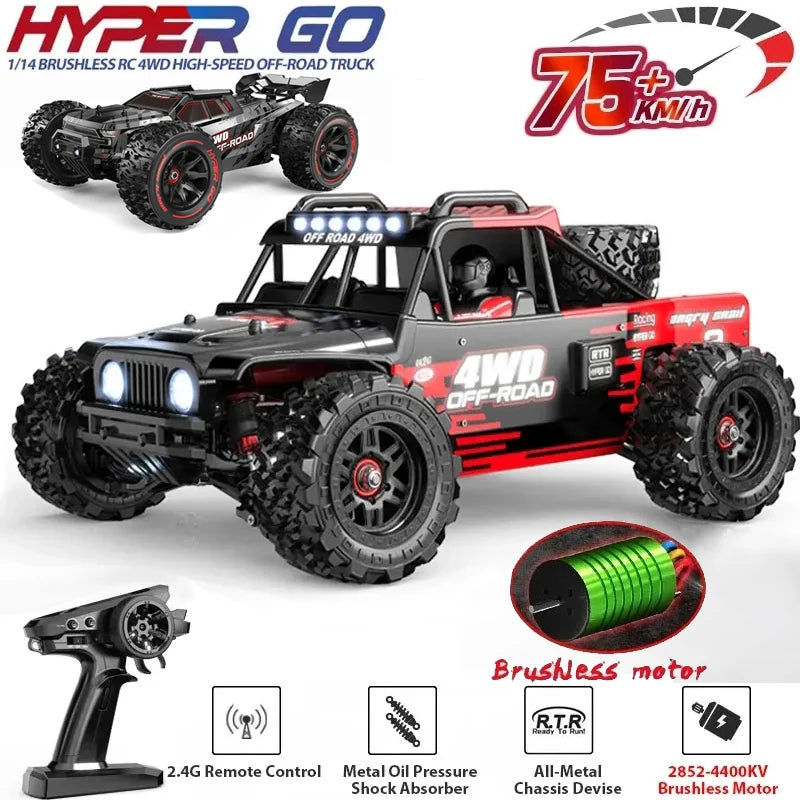 EZ MJX 14209 14210 1：14 4WD RC Car Off-road Racing High Speed Brushless 2.4G Remote Control Cars RC Truck 75km/H Truck Electric Toy