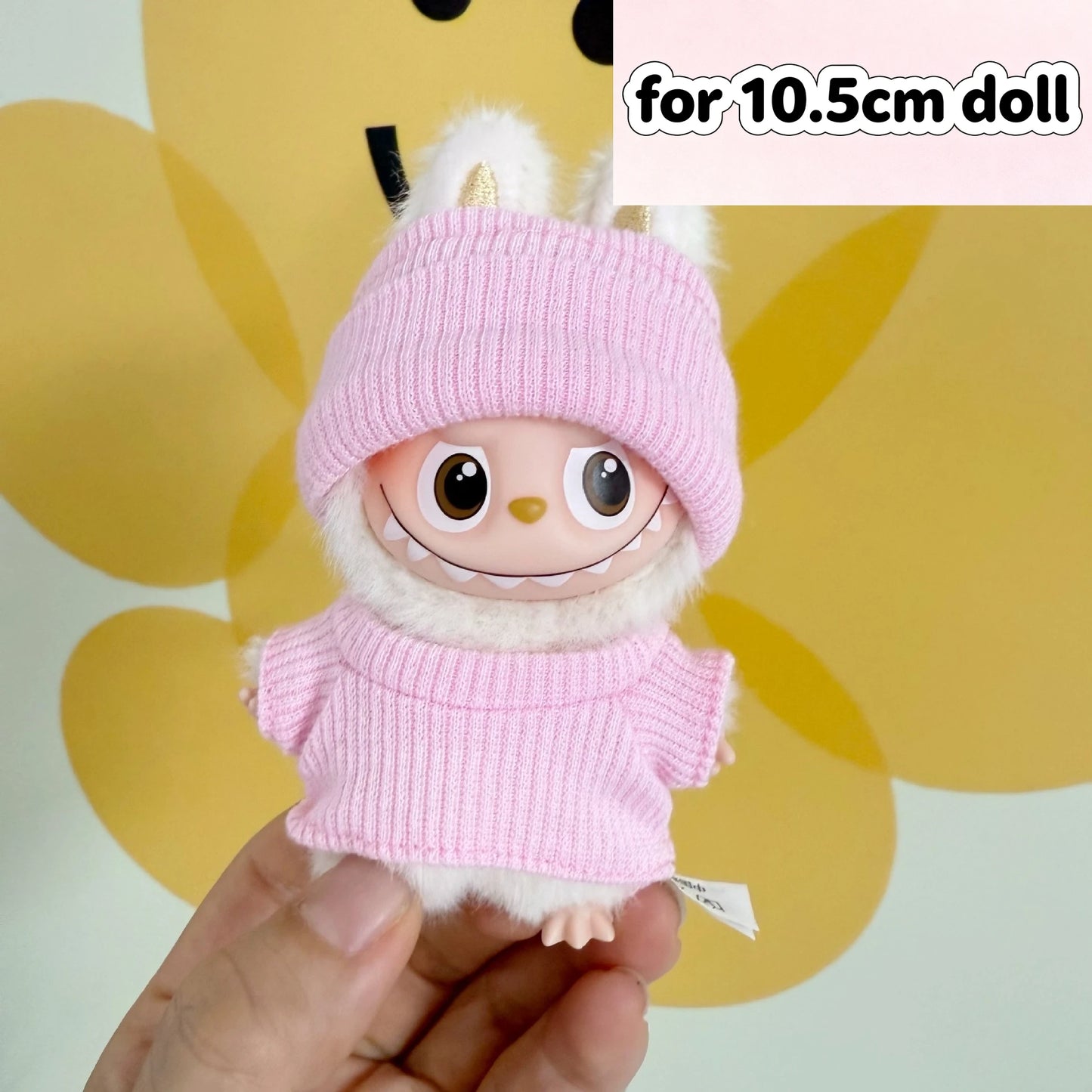EZ For 17cm/10.5cm Labubu 4.0/3.0 Accessories Doll Clothes Heartbeat Long Eared Furry Rabbit Costume Cartoon Dress Up Labubu Outfit
