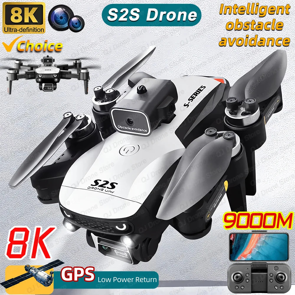 EZ New S2S Drone 8K Professional HD Dual Camera Brushless Obstacle Avoidance Aerial Photography Foldable Quadcopter Toys Gifts