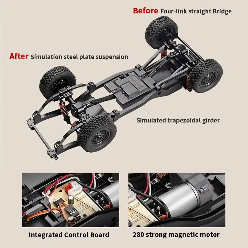 EZ MN82 MN82S LC79 1/12 4WD Full Scale RC Pickup Short Truck 2.4G Remote Control Climbing Off-road Car Toys for Kids Christmas Gift