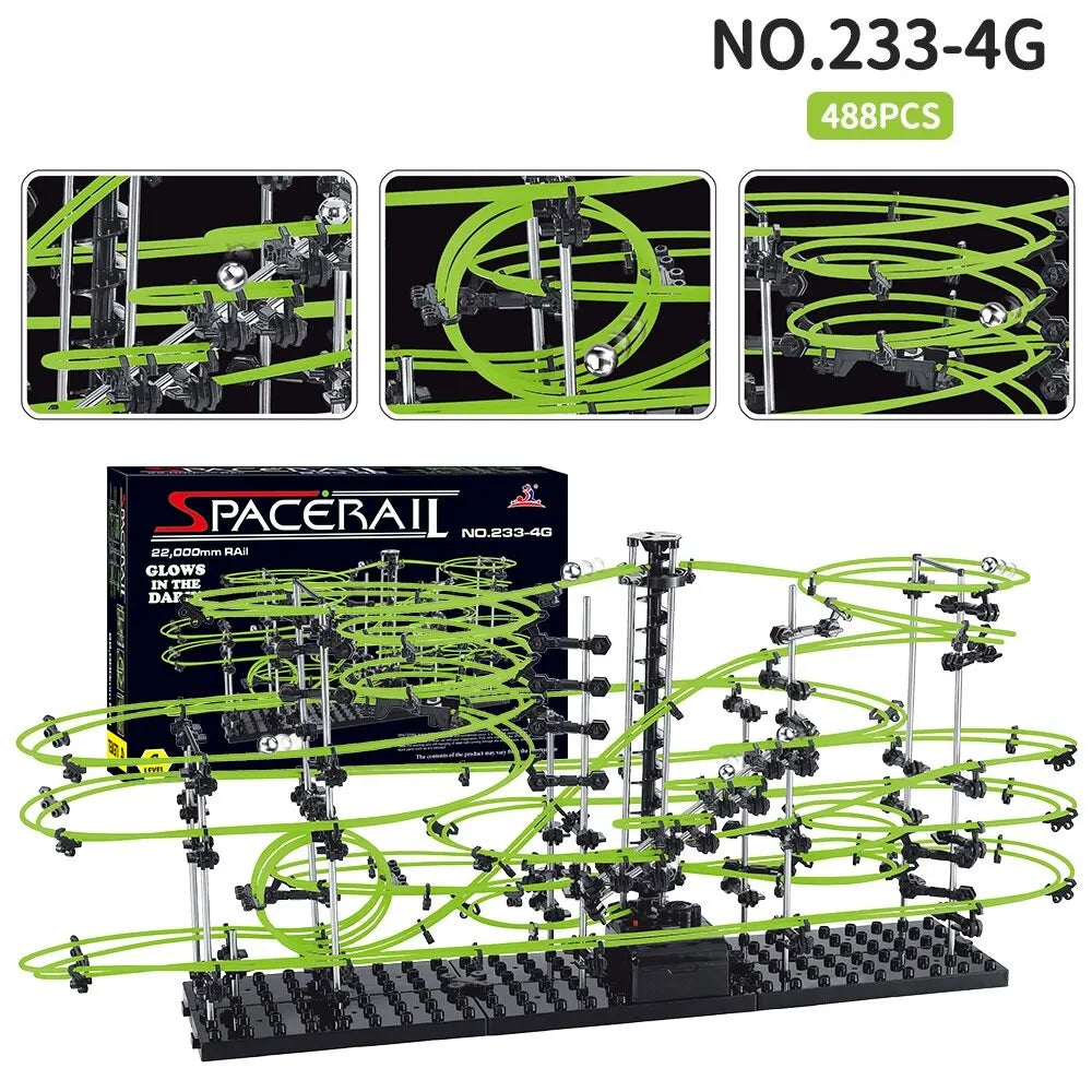 EZ Marble Run Maze Race Track Games Luminous Spacerail Roller Coaster Level 2 3 4 Electric Elevator Model Education Science Toy