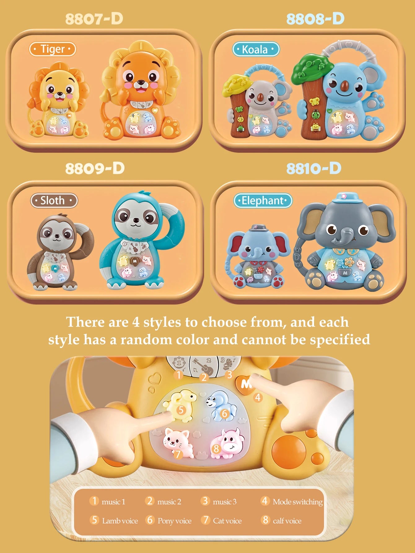 EZ Cartoon Animal Electronic Keyboard, Lighting Music Piano Multi-mode Sound Effect Switching, Puzzle Early Education Toys for 3+