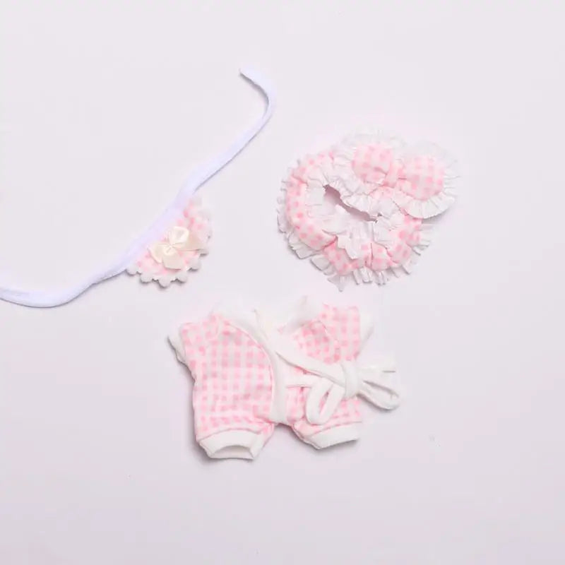 EZ 17cm Mini Plush Doll'S Clothes Outfit Accessories For Korea Kpop Exo Labubu Idol Plaid floral pajamas Clothing Gift