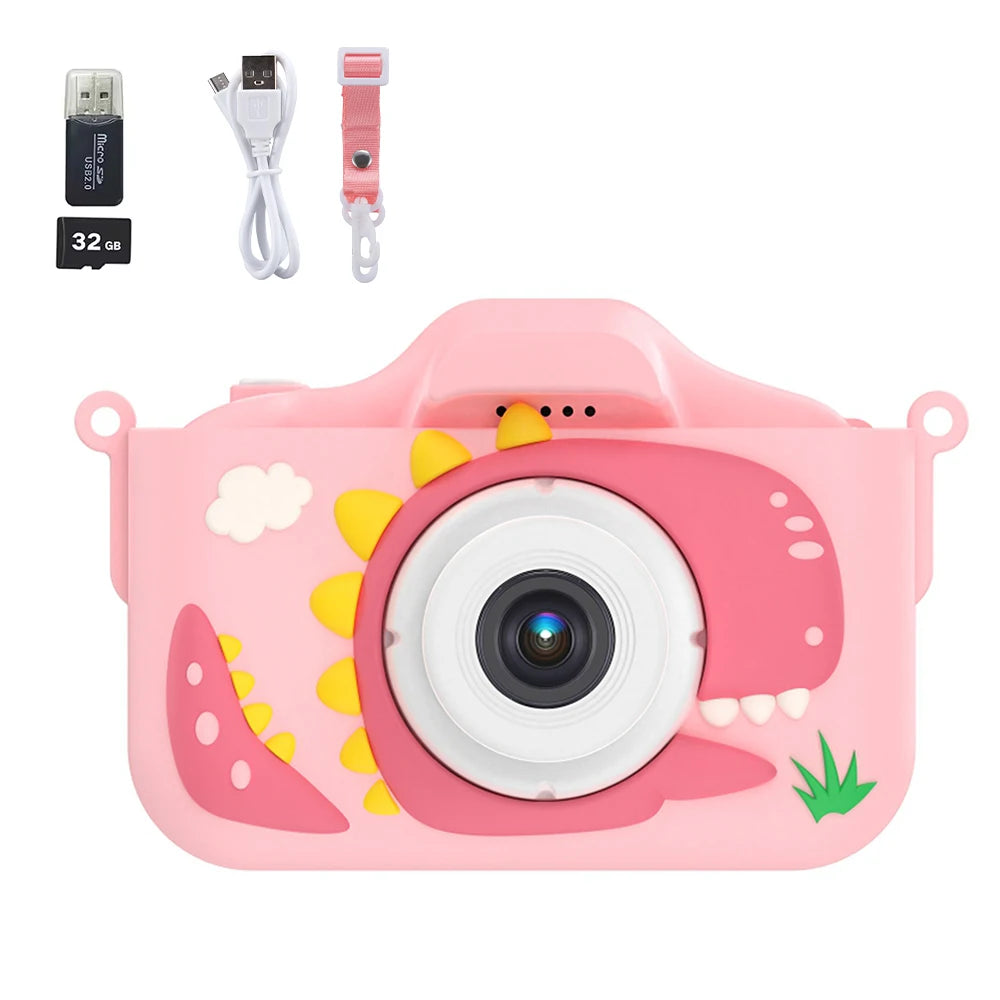 EZ Kid Mini Camera 1080P Cartoon Selfie Toddler Digital Video Camera Toys With 32G SD Card for Boys/Girls Christmas Birthday Gifts