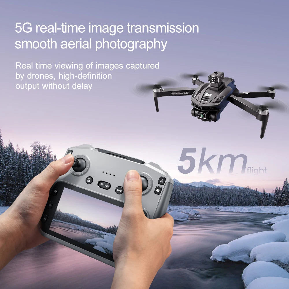 EZ 2025 V168 Pro MAX GPS Drone 8K Professional HD Camera 5G WIFI FPV 360° Obstacle Avoidance Brushless Large Screen RC Quadcopter