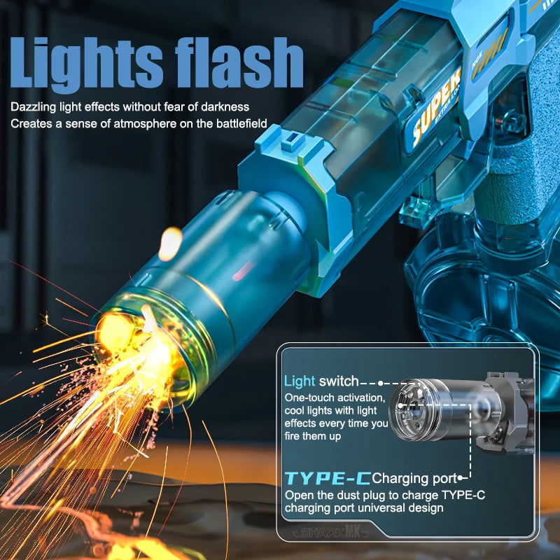 EZ Electric Water Guns ,High Capacity Squirt Guns 26 FT Range with Light Up for Summer Outdoor Beach Swimming Pool Party Toy