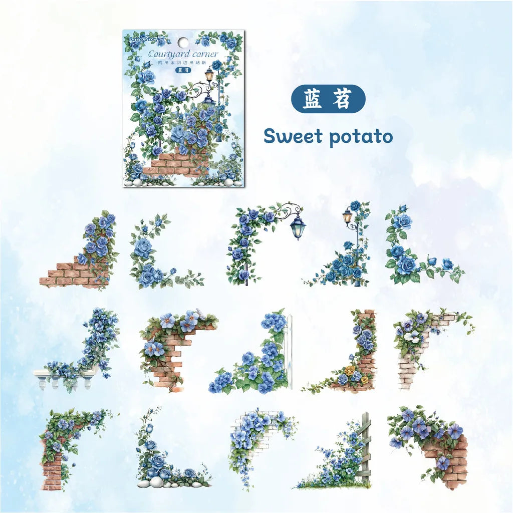 EZ 30 Pcs Flowers Corner Stickers PET sticker package DIY diary decoration sticker album scrapbooking Junk Journal