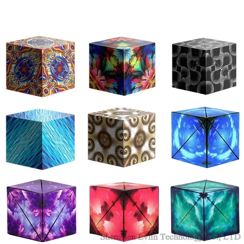 EZ Variety Geometric Changeable Magnetic Magic Cube Anti Stress 3D Hand Flip Puzzle Cube Kids Stress Reliever Fidget Toy