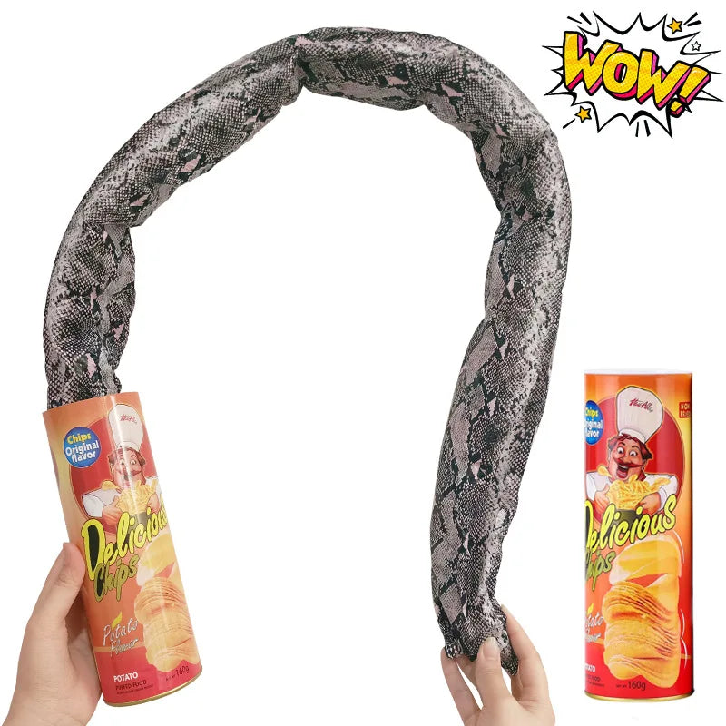 EZ The Potato Chip Snake Can Jump Stage Magic Tricks Spring Snake Toy April Fool Day Halloween Party Jokes in A Can Gag Gift Prank