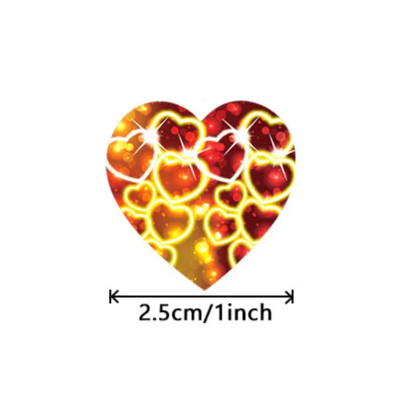 EZ 50-500pcs 1inch Red Heart Stickers for Valentine's Day Baking Packaging Sticker Envelope Seals Love Decorative Sticker