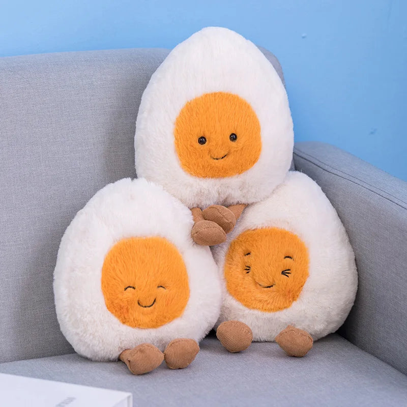 EZ New Cartoon Egg Stuffed Toy Expression Food Bread Toast Series Breakfast Doll Fun Decoration Pillow Baby Comfort Doll Xmas Gifts