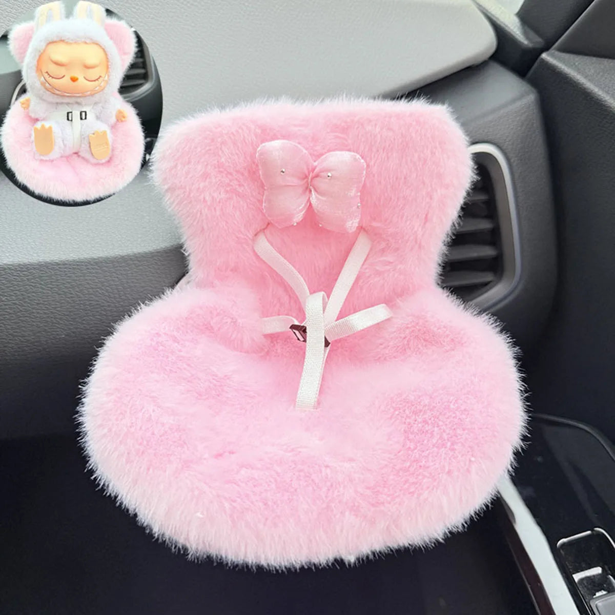 EZ Mini Cute Car Safety Seat Car Air Outlet Decoration Car Interior Decoration Ornament Suitable for 17cm labubu Dolls