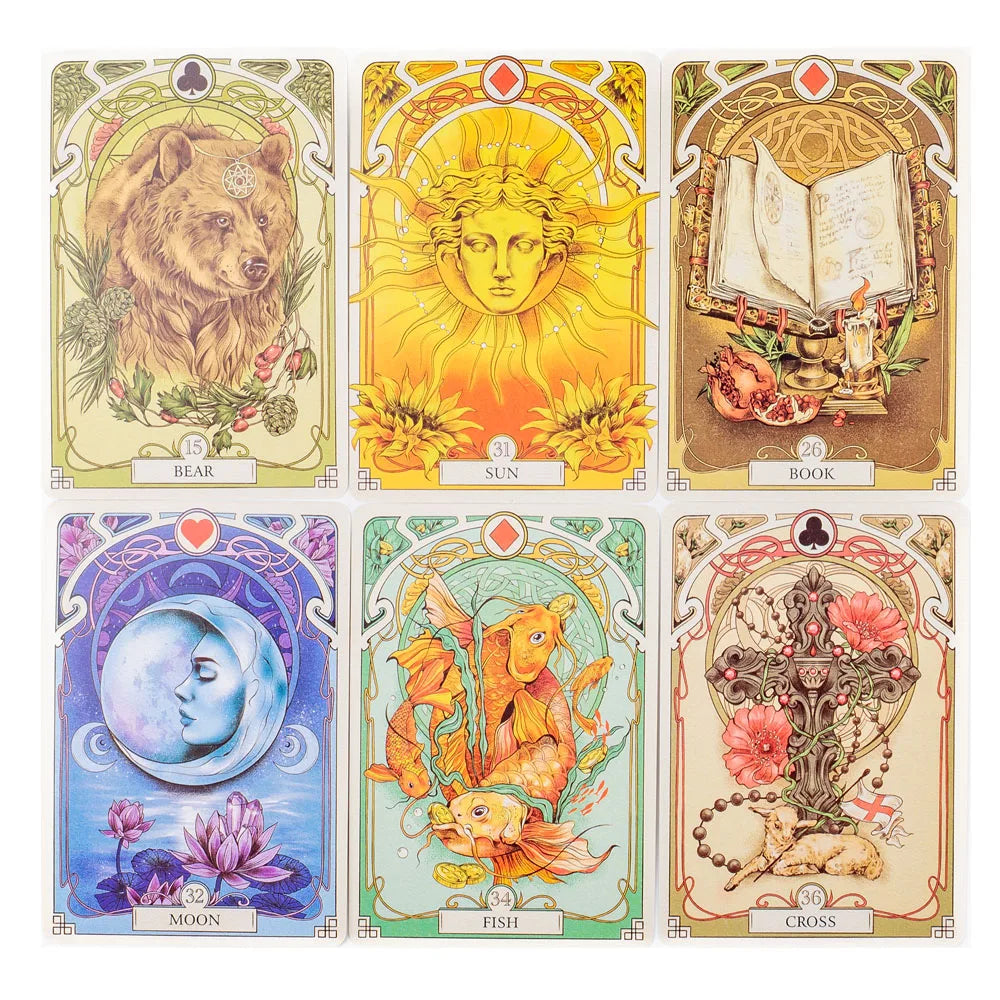 EZ 37Pcs Cards Romatic Lenormand Tarot Deck Full English Version Oracles Deck For Girl Board Games 10.2*7.2Cm