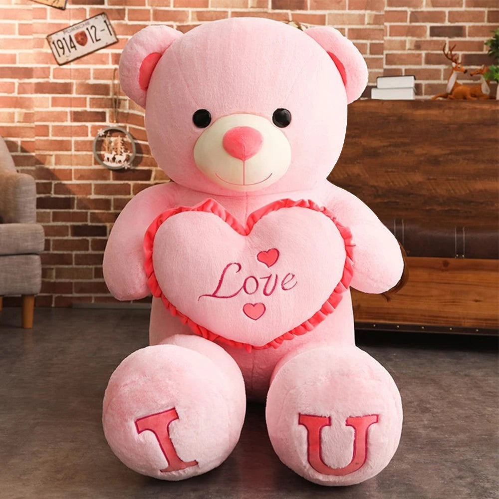 EZ 100cm Big I LOVE YOU Bear Plush Toy Lovely Huge Stuffed Soft Bear Doll Lover Bear Kids Toy Birthday Gift For Girlfriends
