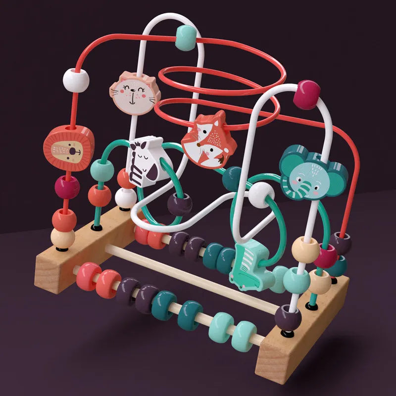 EZ Montessori Baby Toys Wooden Roller Coaster Bead Maze Abacus Math Toys Toddler Early Educational Toys for 1 2 3 Years Kids Gifts