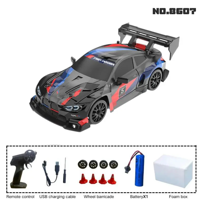 EZ New 1:24 RC drift vehicle, Mustang 4WD cars, racing car with remote control, gift, competition racing car, children's toy