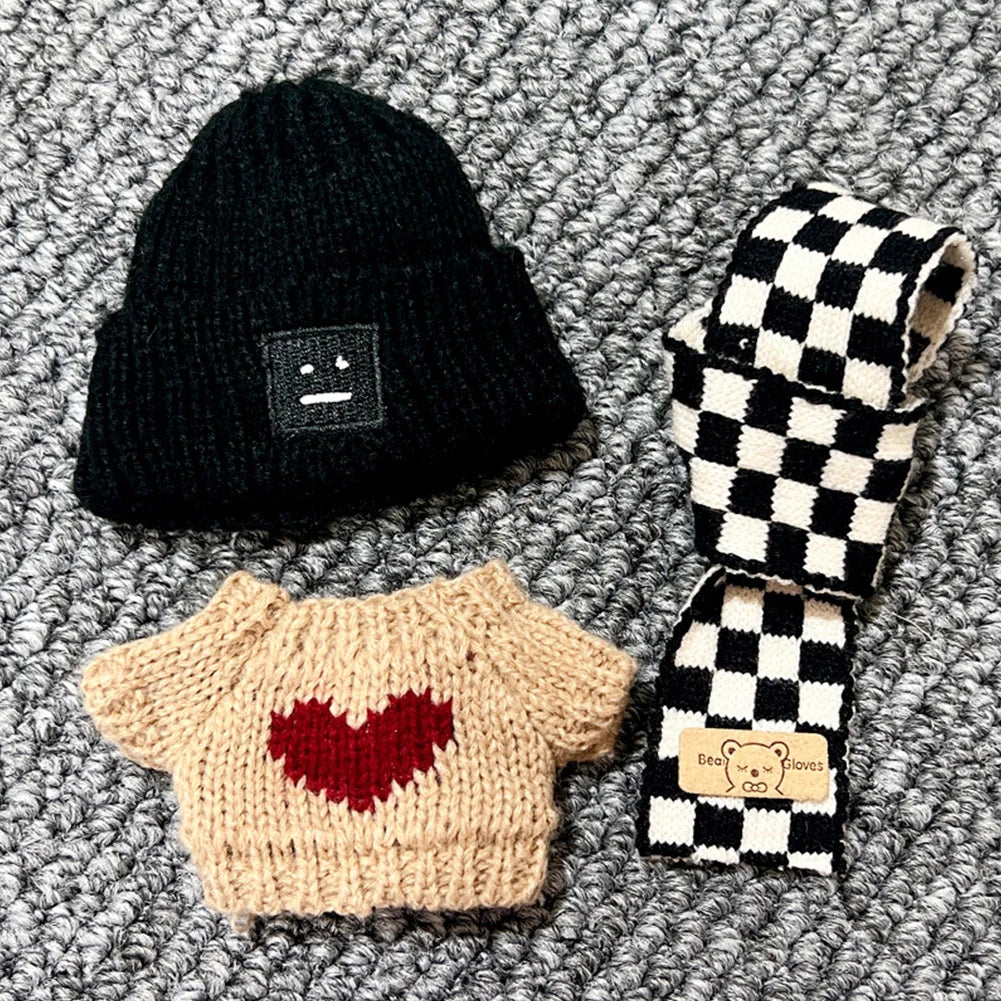 EZ For 17cm Labubu V1 V2 Outfit Doll Clothes Fashion Clothes Hoodies Color Match Hoodies Casual Plaid Overalls Dolls Accessories