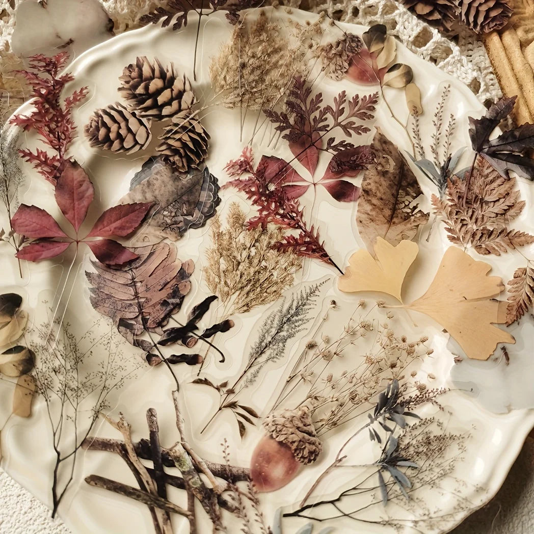 EZ 40 pcs Rose Plant PET Stickers Flowers And Leaf Scrapbook Deco Sticker Label Diary stationery Junk Journal Planner Materials