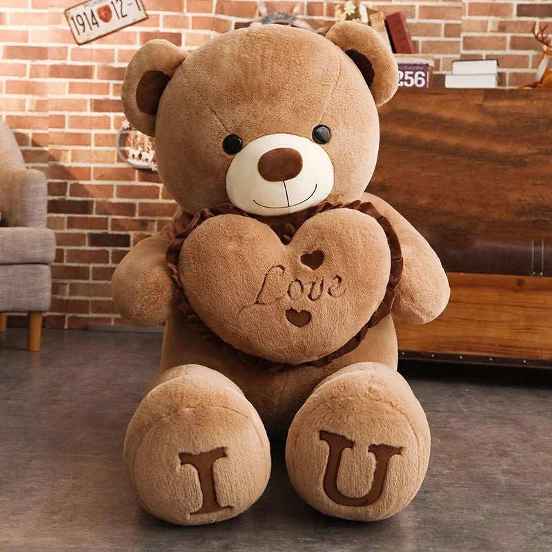 EZ 100cm Big I LOVE YOU Bear Plush Toy Lovely Huge Stuffed Soft Bear Doll Lover Bear Kids Toy Birthday Gift For Girlfriends
