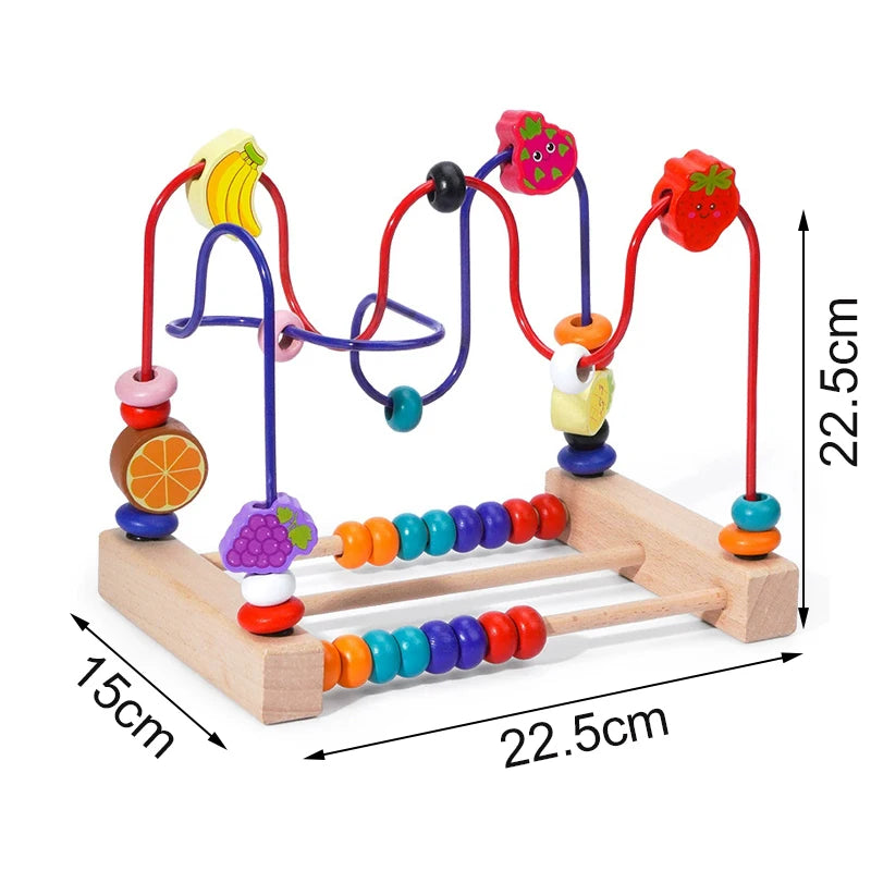 EZ Montessori Baby Toys Wooden Roller Coaster Bead Maze Abacus Math Toys Toddler Early Educational Toys for 1 2 3 Years Kids Gifts