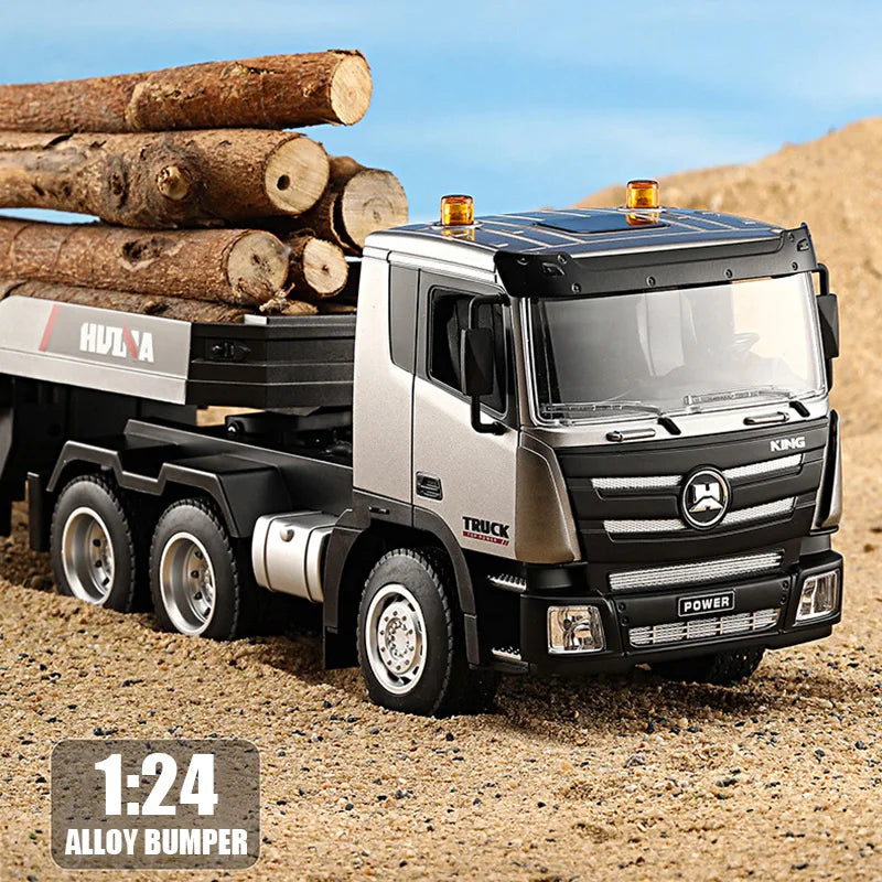 EZ 1:24 Huina RC Flat Truck Model 9Channels Alloy Engineer Vehicle 2.4G Remote Control Car Radio Controlled Trailer Christmas Gifts