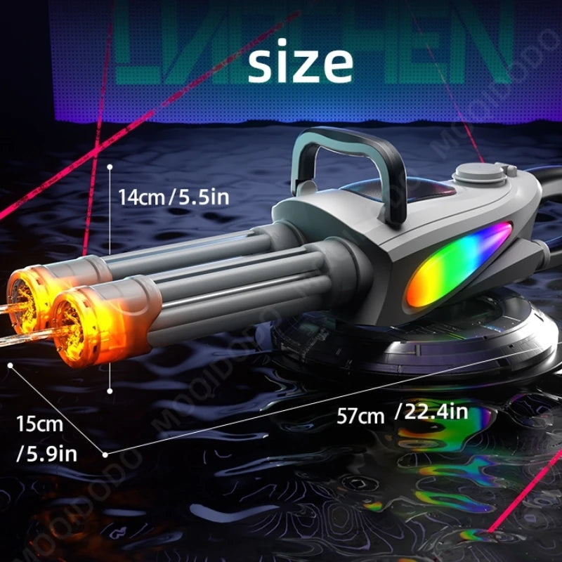 EZ Electric Gatling Water Gun Toy With Rotating Gun Barrel Lights Big Capacity Water Pistol Spray Blaster Pool Toys for Kids Adult