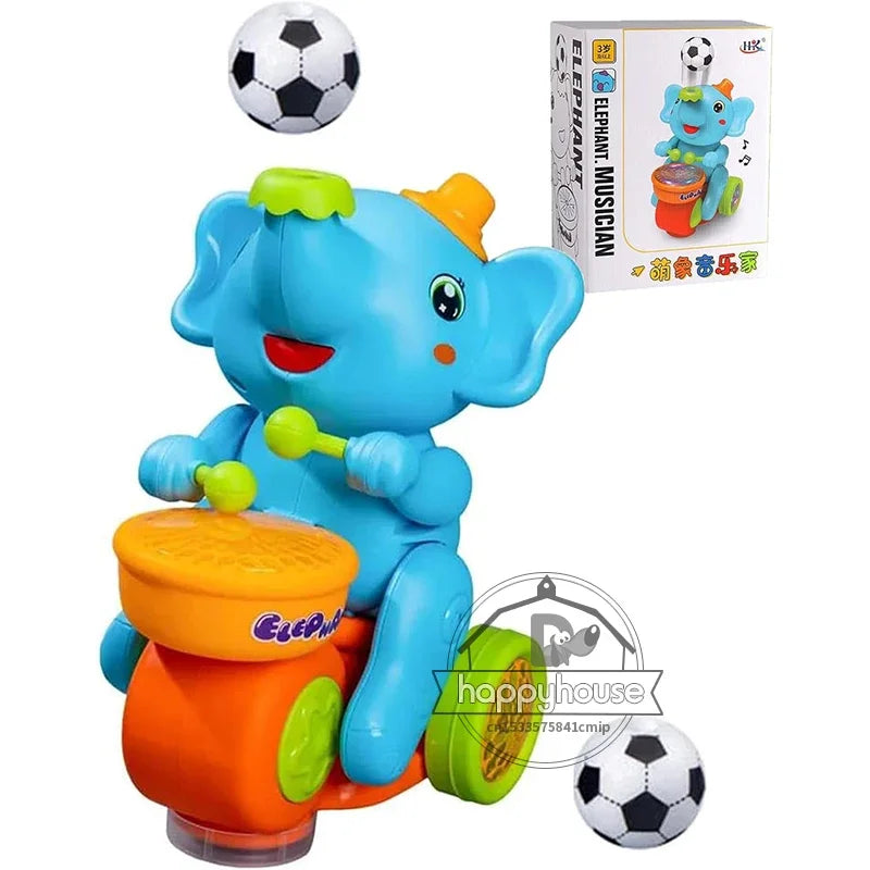 EZ Musical Walking Elephant Drummer Toys for  Kid Musical Toy with LED Light Music Sensory Activity Toys Learning Educational Toys