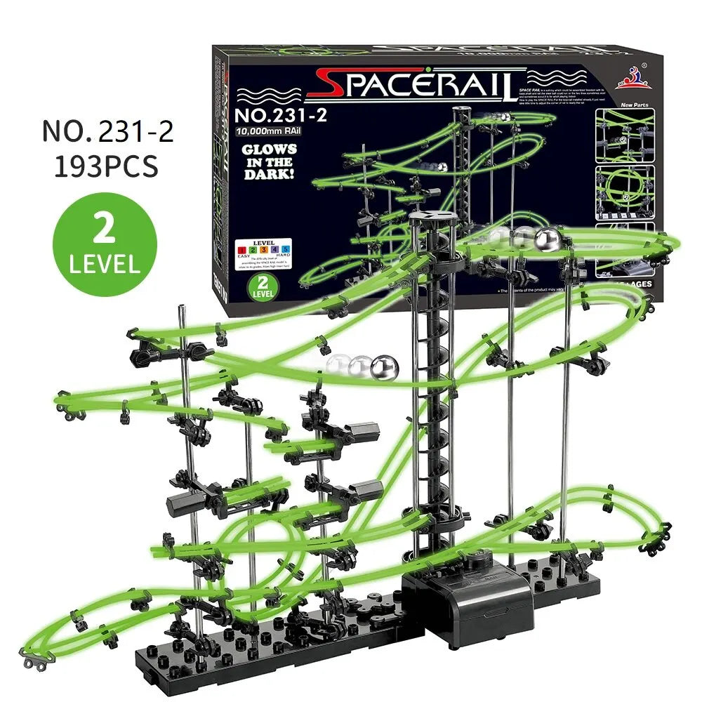 EZ Marble Run Maze Race Track Games Luminous Spacerail Roller Coaster Level 2 3 4 Electric Elevator Model Education Science Toy