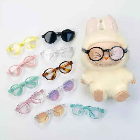 EZ Labubu 6.5cm Transparent Plastic Glasses for 1/8 1/6 1/3 1/4 BJD for Labubu MSD Plush for EXO Doll Sunglasses