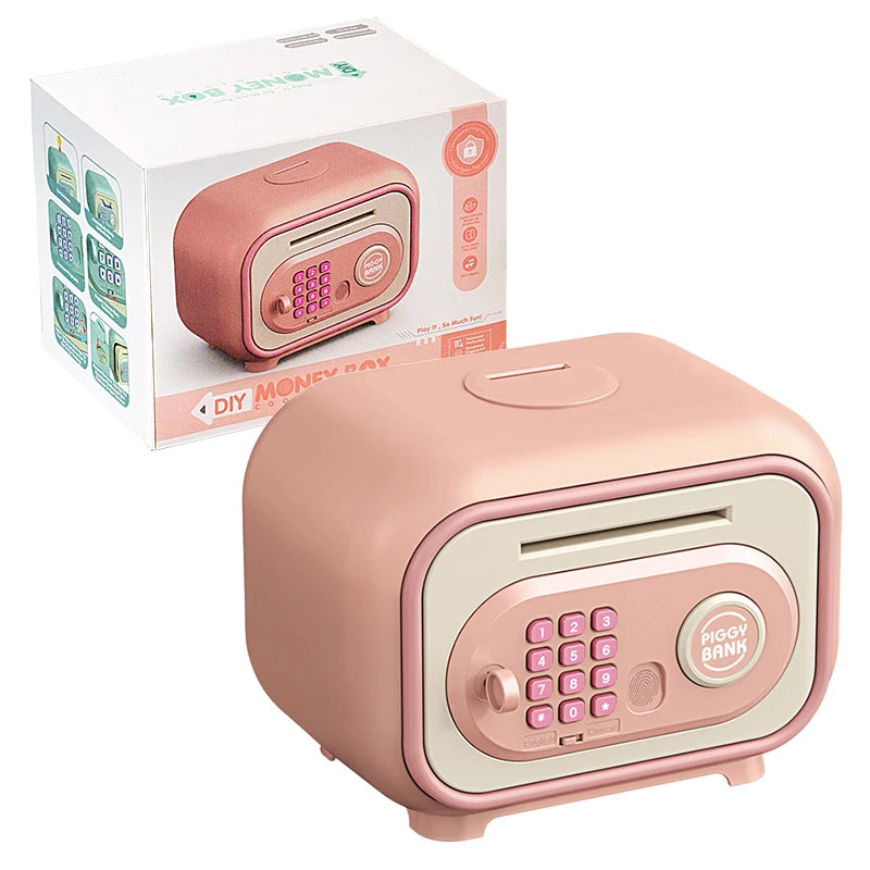EZ Electronic Piggy Bank for Children Password Saving Box Safe Cash Money With Fingerprint Sound Bank Mini ATM Kids 3 Year Gifts