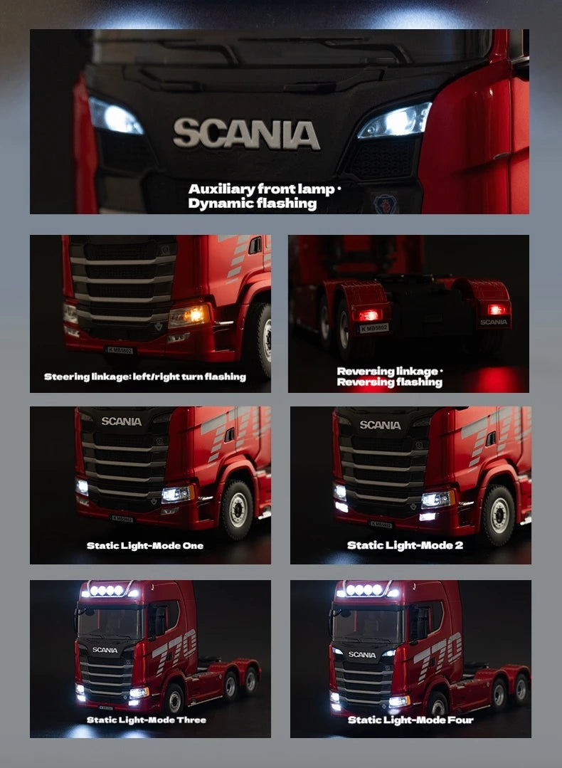 EZ Remote control engineering car Huina Scania 770S trailer head alloy car model children's toy four-wheel drive ratio 501D