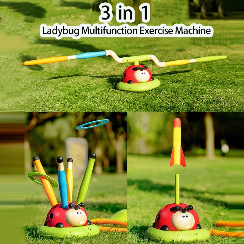 EZ Ladybug Sport Entertainment Game Toy Multifunction Rope Skipping Machine Ferrule Jump Rocket Launcher Outdoor Educational