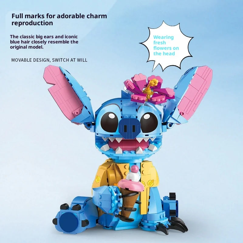 EZ New Stitch Angel CP Building Blocks 2026 - Large Piece Cartoon Toys with Moving Ears Kids Assembly Gift for Boys Girls Birthday