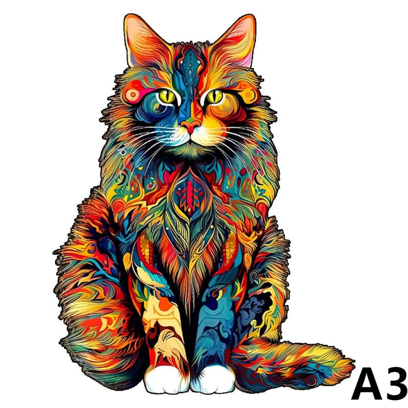 EZ Adult Animal Wooden Puzzle Round Peacock and Bird Wooden Puzzle Children's Puzzle Toy Festival Gift Fox Shape Jigsaw Puzzles