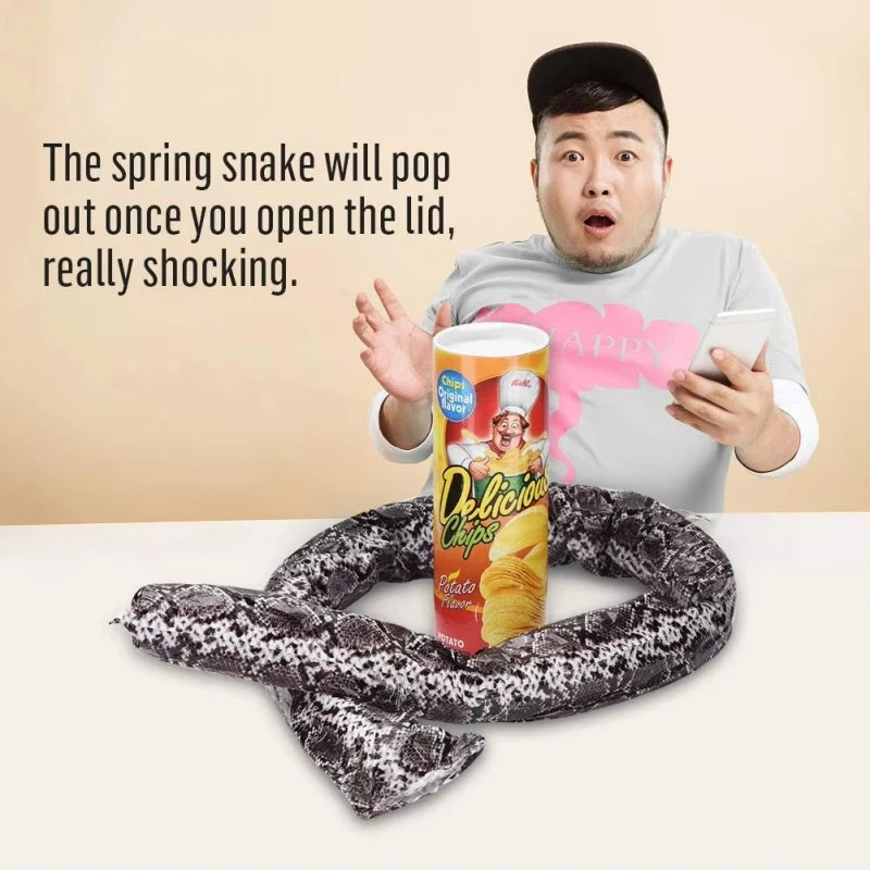 EZ The Potato Chip Snake Can Jump Stage Magic Tricks Spring Snake Toy April Fool Day Halloween Party Jokes in A Can Gag Gift Prank