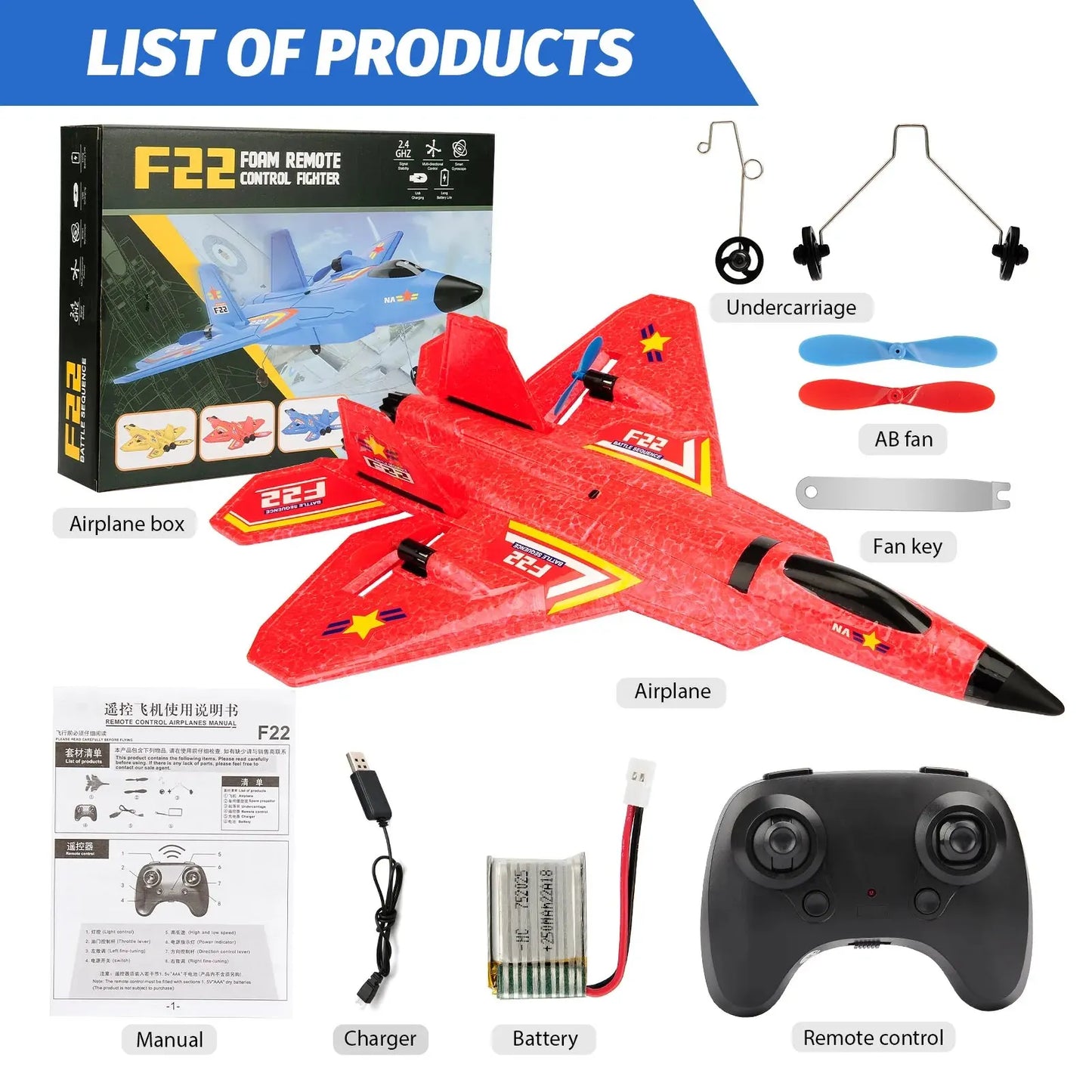 EZ F22 Raptor RC Plane 2.4G 2CH Remote Control Flying Glider With LED Lights EPP Foam Airplane Toys For Children Gifts
