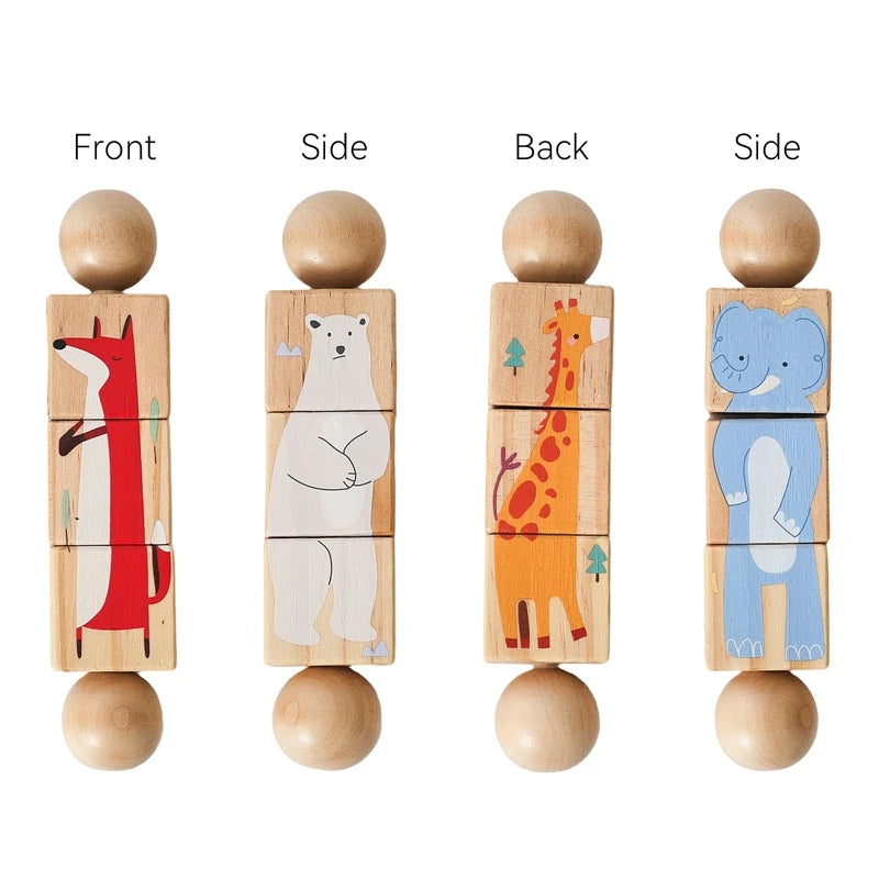 EZ Baby Wooden Rotating Jigsaw Puzzle Hand bell Toy Baby Mobile Musical Rattle Toy Montessori Puzzle Game For Babies Newbaby Gift