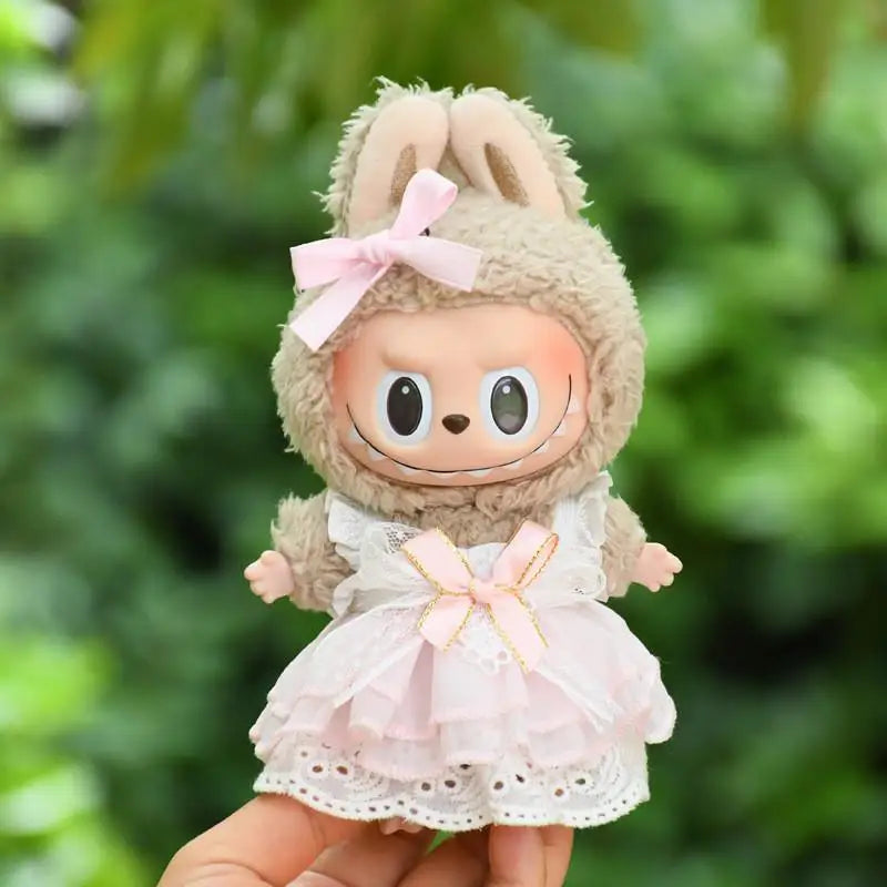EZ Mini Plush Doll'S Clothes Outfit Accessories For Korea Kpop Exo Labubu V1 V2 Idol pink bow gauze skirt Clothing Gift