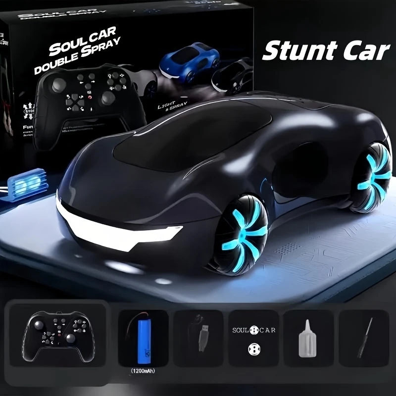 EZ NEW cool sports car dual spray with sound and cool lights four-wheel drive science fiction concept car children's remote control